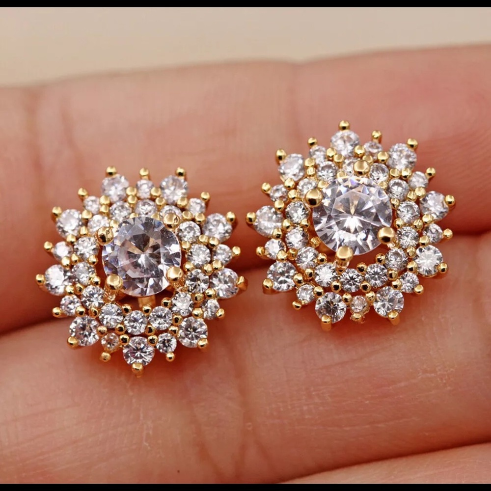 Gold Filled Multilayer Flower Clear Topaz